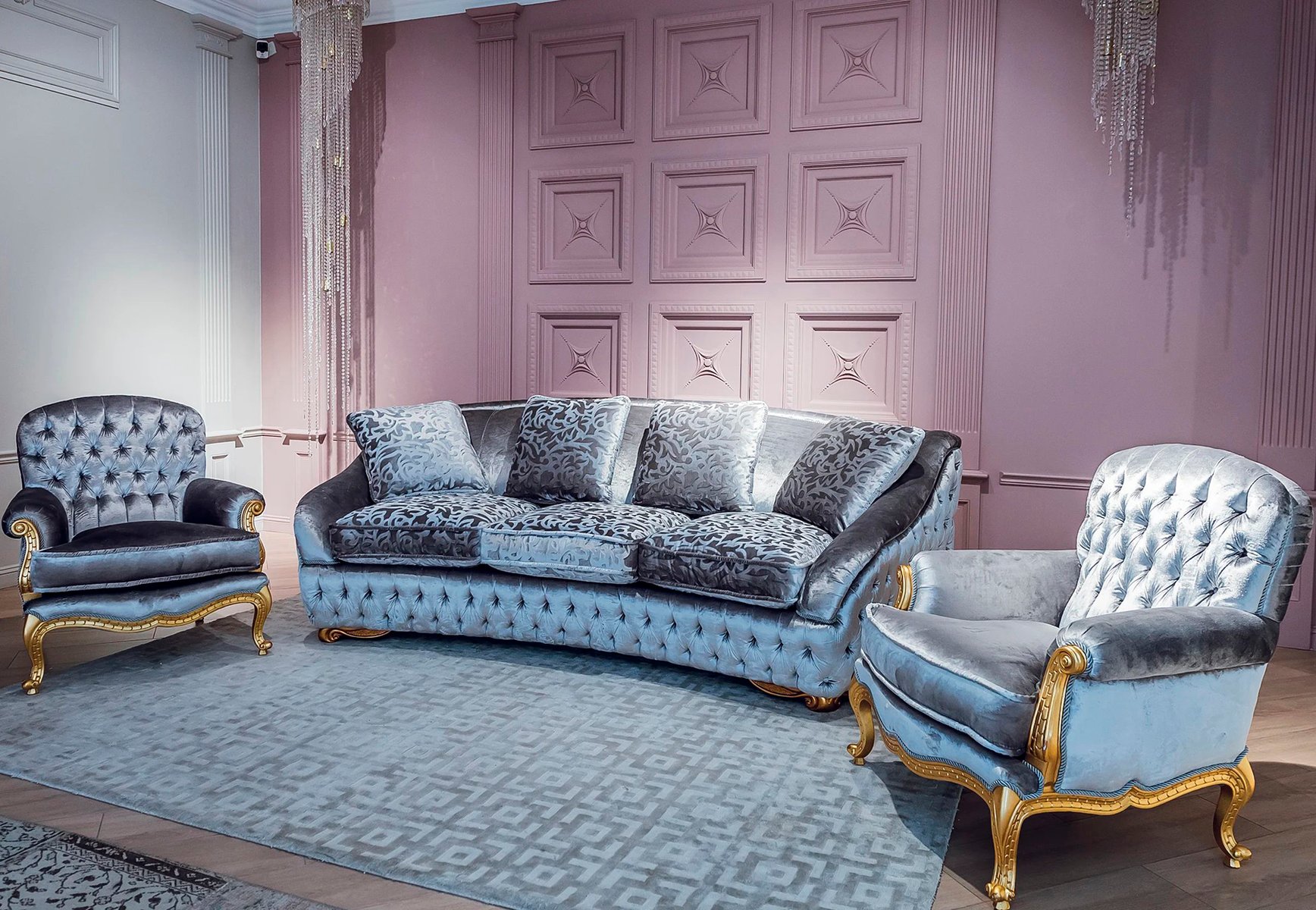 Zanaboni Комплект диван та 2 крісла, Silver velvet