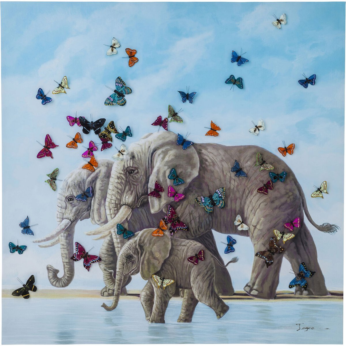 Картина KARE Design Elefants with Butterflys 39251